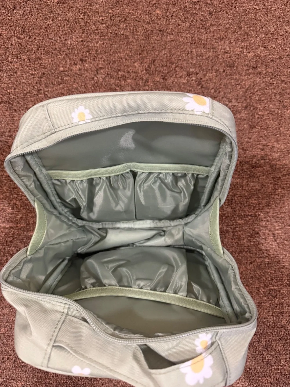 CALPAK Daisy Cosmetic Toiletry Makeup Organizer Bag Sage Green